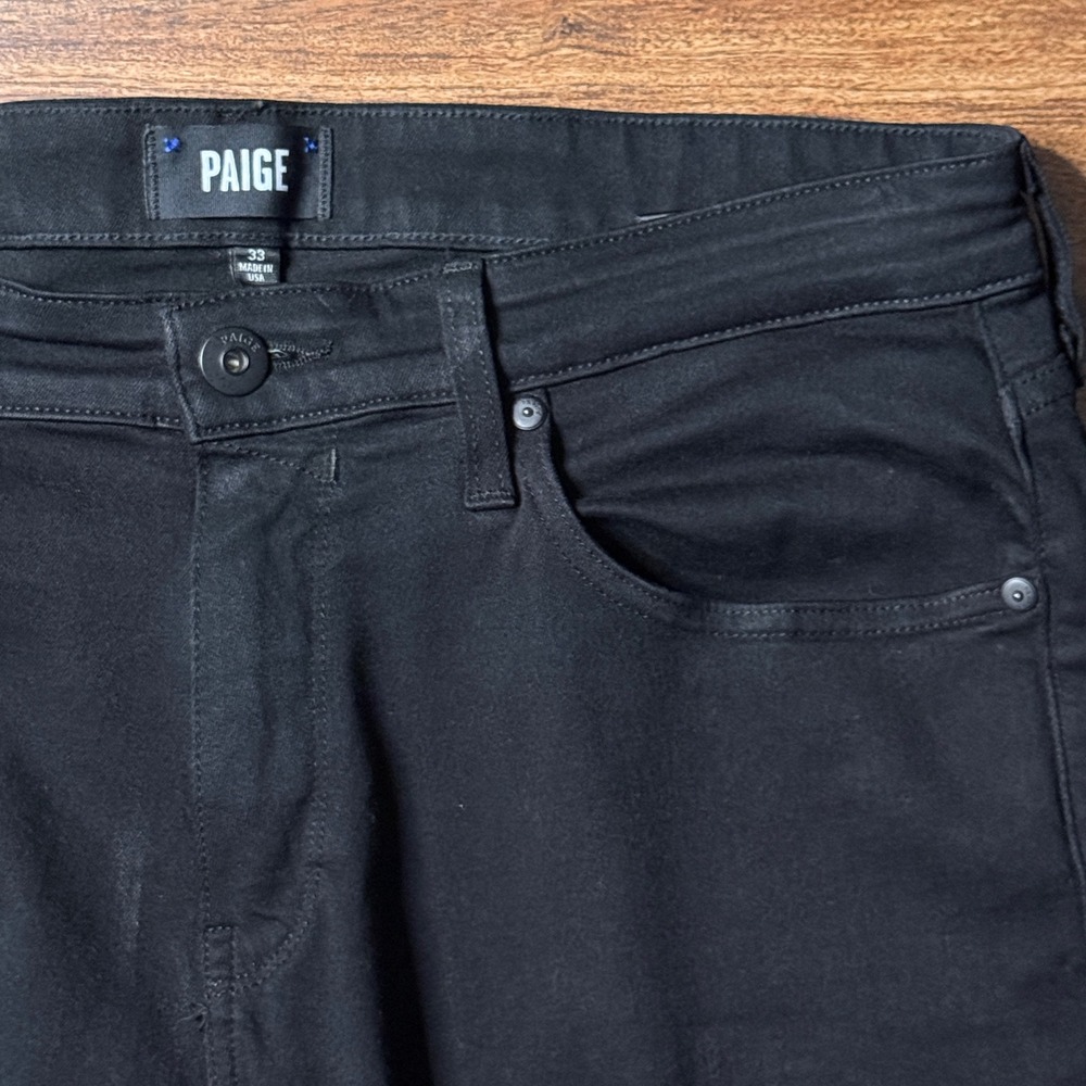 Paige Federal Jeans Mens 33 Black Slim Straight Leg Transcend Denim Casual